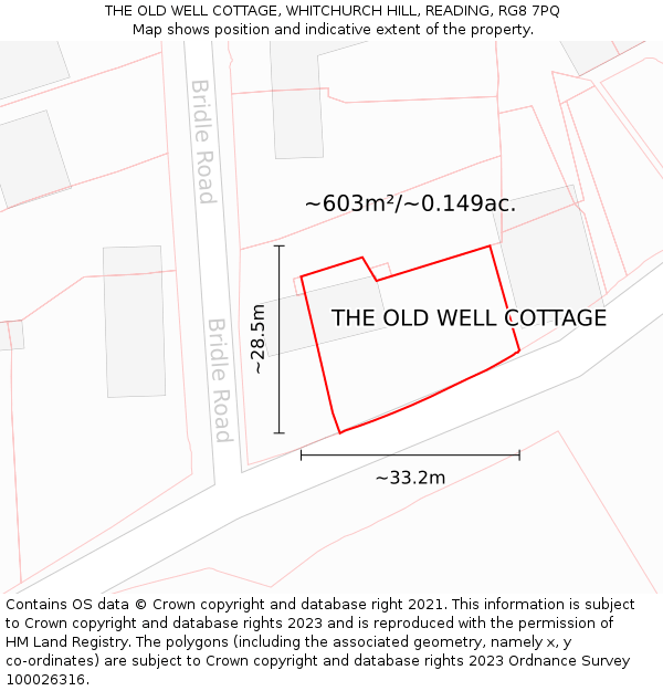 THE OLD WELL COTTAGE, WHITCHURCH HILL, READING, RG8 7PQ: Plot and title map