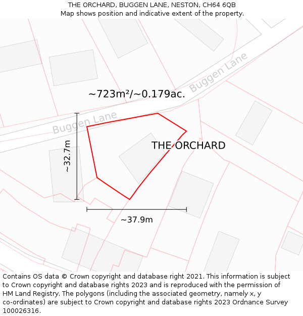 THE ORCHARD, BUGGEN LANE, NESTON, CH64 6QB: Plot and title map