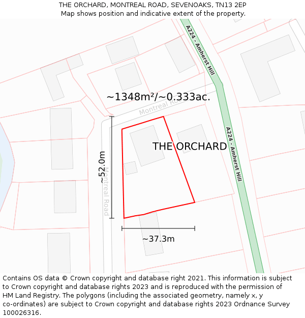 THE ORCHARD, MONTREAL ROAD, SEVENOAKS, TN13 2EP: Plot and title map