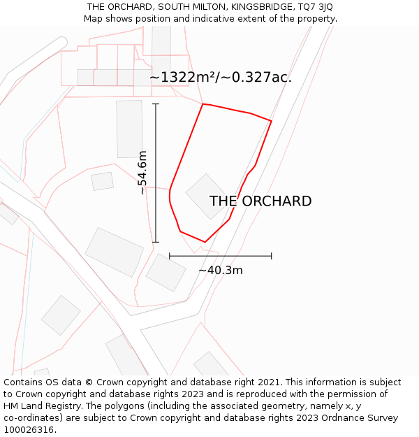 THE ORCHARD, SOUTH MILTON, KINGSBRIDGE, TQ7 3JQ: Plot and title map