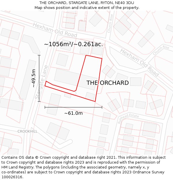 THE ORCHARD, STARGATE LANE, RYTON, NE40 3DU: Plot and title map