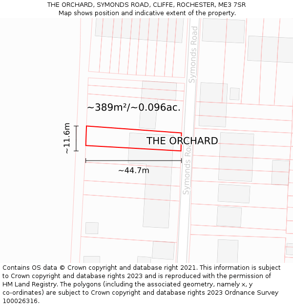THE ORCHARD, SYMONDS ROAD, CLIFFE, ROCHESTER, ME3 7SR: Plot and title map