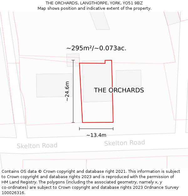 THE ORCHARDS, LANGTHORPE, YORK, YO51 9BZ: Plot and title map