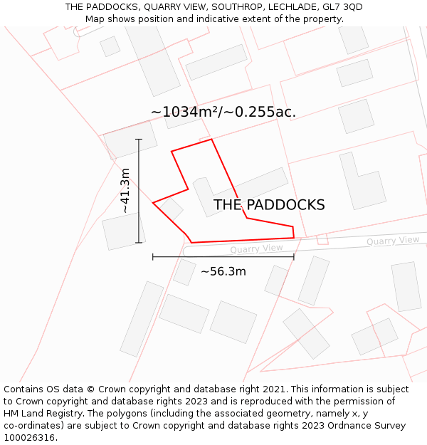 THE PADDOCKS, QUARRY VIEW, SOUTHROP, LECHLADE, GL7 3QD: Plot and title map