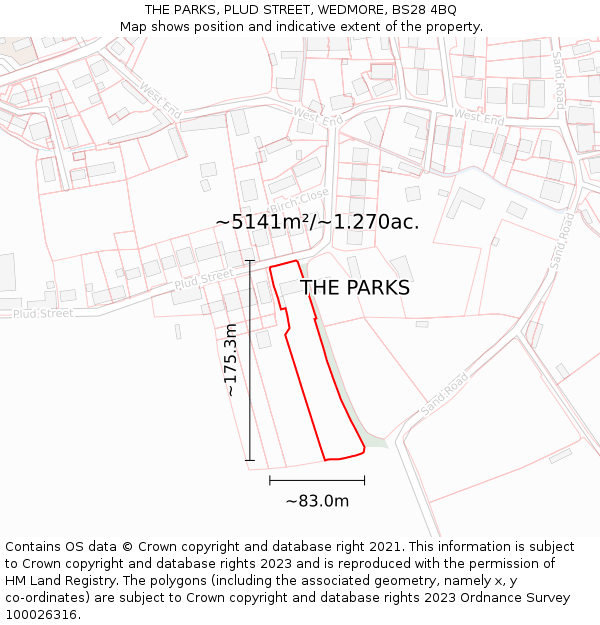 THE PARKS, PLUD STREET, WEDMORE, BS28 4BQ: Plot and title map