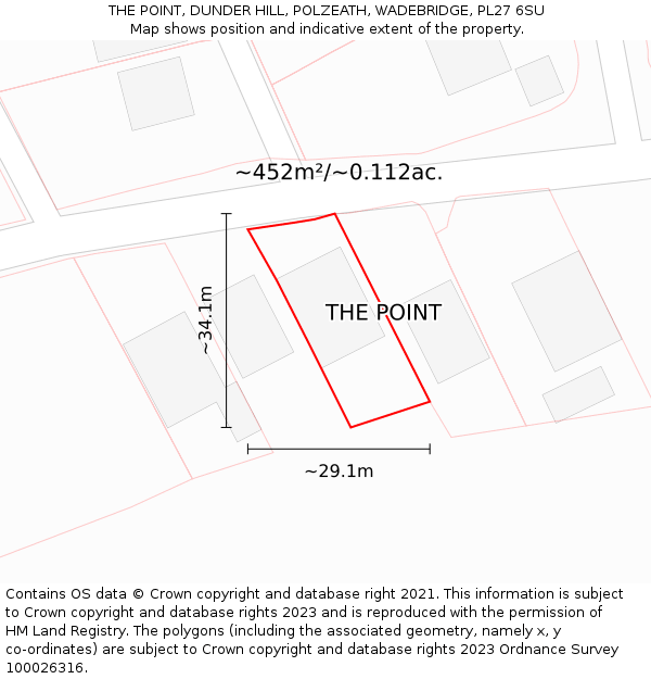 THE POINT, DUNDER HILL, POLZEATH, WADEBRIDGE, PL27 6SU: Plot and title map