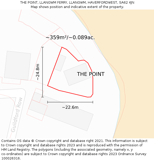 THE POINT, LLANGWM FERRY, LLANGWM, HAVERFORDWEST, SA62 4JN: Plot and title map