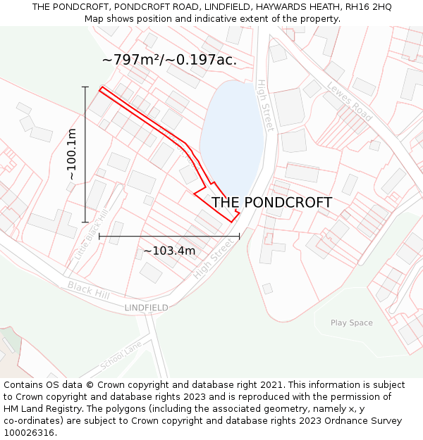 THE PONDCROFT, PONDCROFT ROAD, LINDFIELD, HAYWARDS HEATH, RH16 2HQ: Plot and title map