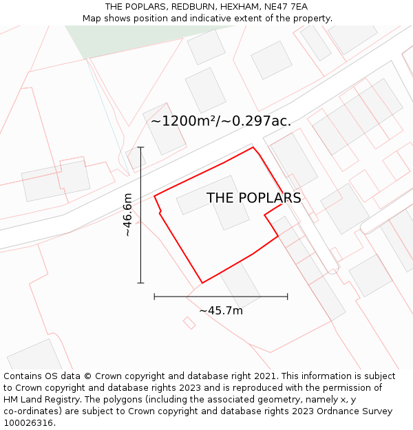 THE POPLARS, REDBURN, HEXHAM, NE47 7EA: Plot and title map