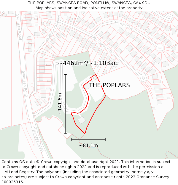 THE POPLARS, SWANSEA ROAD, PONTLLIW, SWANSEA, SA4 9DU: Plot and title map