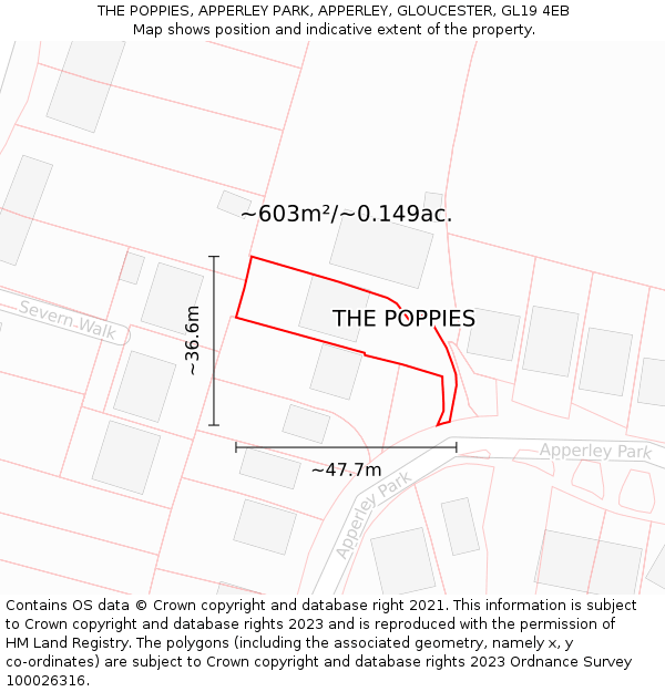 THE POPPIES, APPERLEY PARK, APPERLEY, GLOUCESTER, GL19 4EB: Plot and title map