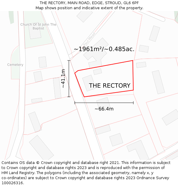 THE RECTORY, MAIN ROAD, EDGE, STROUD, GL6 6PF: Plot and title map