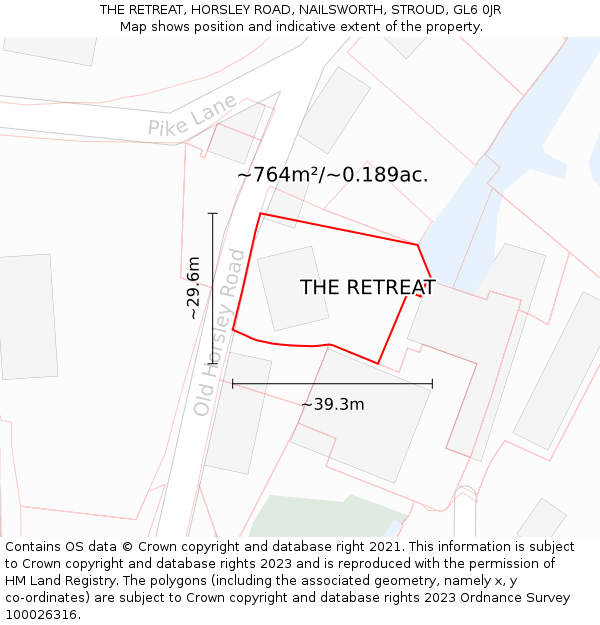 THE RETREAT, HORSLEY ROAD, NAILSWORTH, STROUD, GL6 0JR: Plot and title map