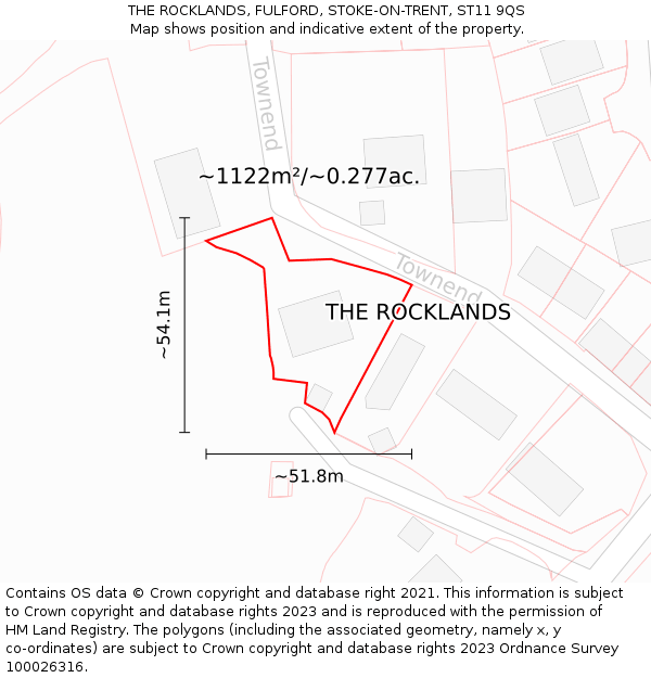 THE ROCKLANDS, FULFORD, STOKE-ON-TRENT, ST11 9QS: Plot and title map