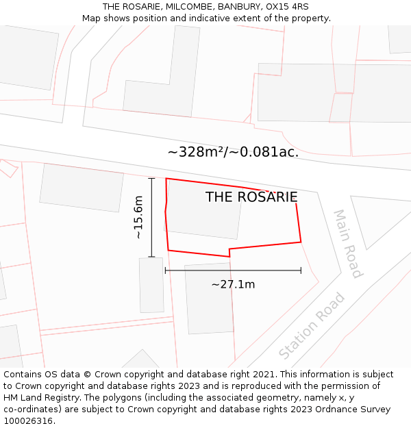 THE ROSARIE, MILCOMBE, BANBURY, OX15 4RS: Plot and title map