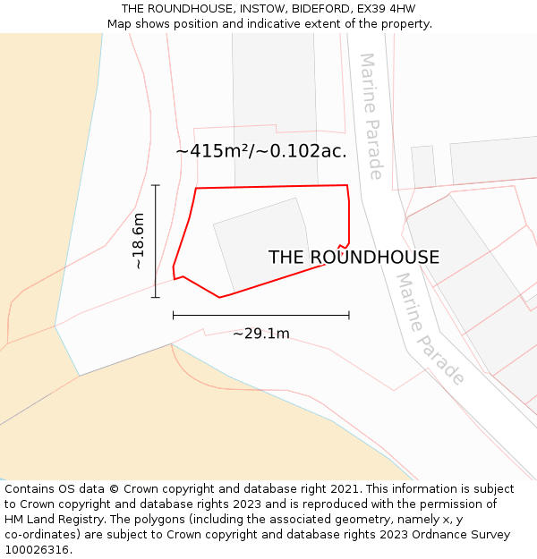 THE ROUNDHOUSE, INSTOW, BIDEFORD, EX39 4HW: Plot and title map