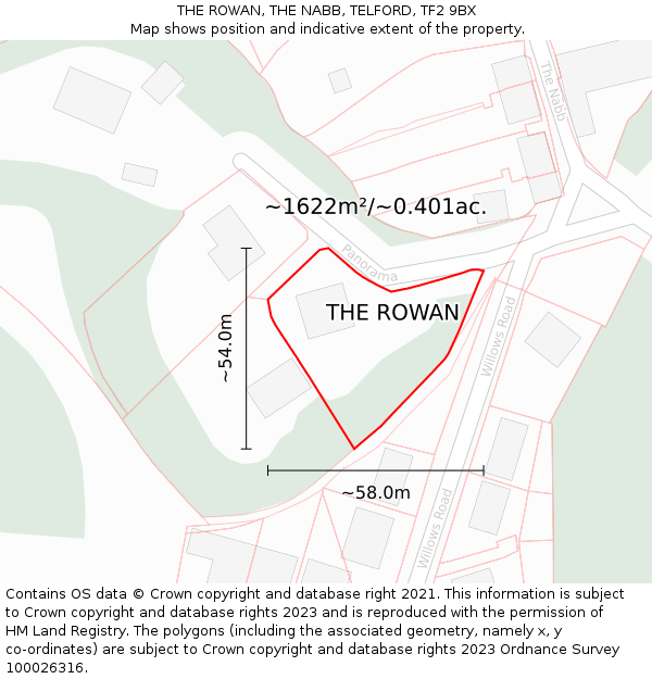 THE ROWAN, THE NABB, TELFORD, TF2 9BX: Plot and title map