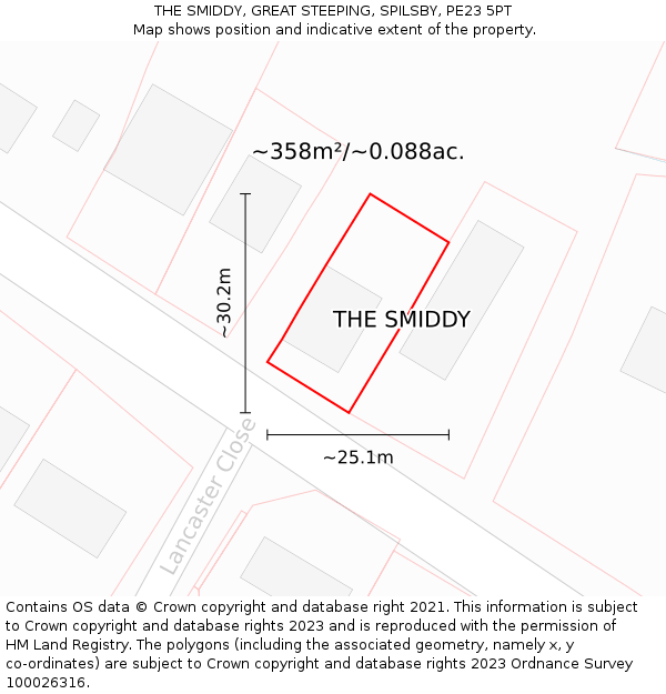 THE SMIDDY, GREAT STEEPING, SPILSBY, PE23 5PT: Plot and title map