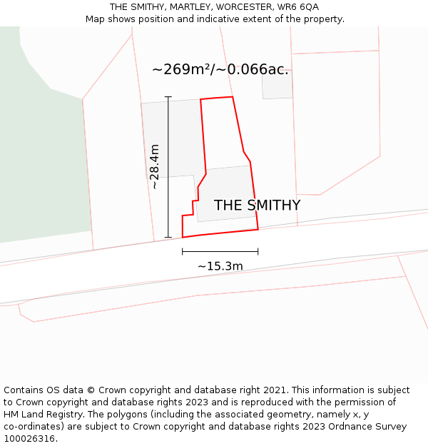 THE SMITHY, MARTLEY, WORCESTER, WR6 6QA: Plot and title map