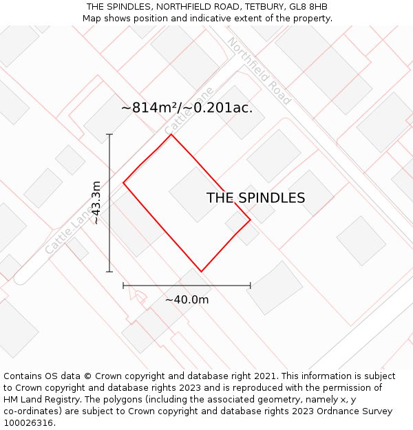 THE SPINDLES, NORTHFIELD ROAD, TETBURY, GL8 8HB: Plot and title map