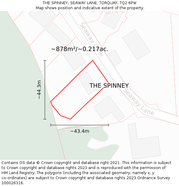 THE SPINNEY, SEAWAY LANE, TORQUAY, TQ2 6PW: Plot and title map