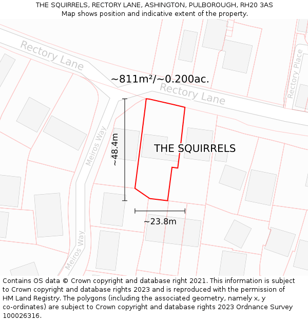 THE SQUIRRELS, RECTORY LANE, ASHINGTON, PULBOROUGH, RH20 3AS: Plot and title map