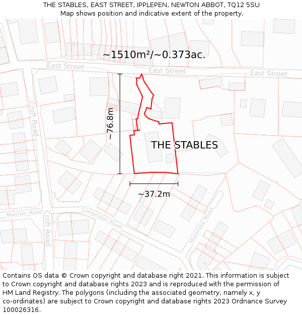 THE STABLES, EAST STREET, IPPLEPEN, NEWTON ABBOT, TQ12 5SU: Plot and title map