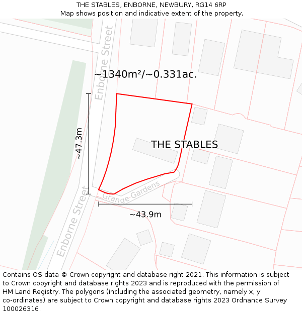 THE STABLES, ENBORNE, NEWBURY, RG14 6RP: Plot and title map