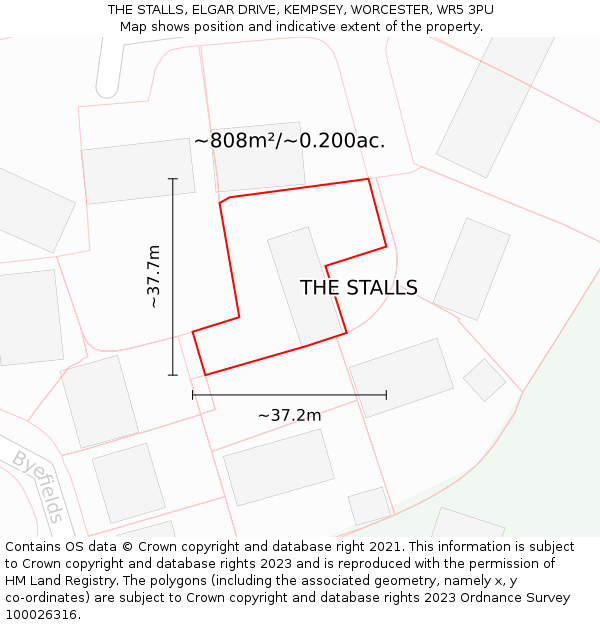 THE STALLS, ELGAR DRIVE, KEMPSEY, WORCESTER, WR5 3PU: Plot and title map