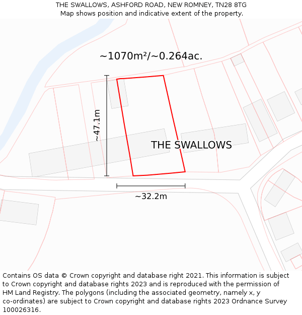 THE SWALLOWS, ASHFORD ROAD, NEW ROMNEY, TN28 8TG: Plot and title map