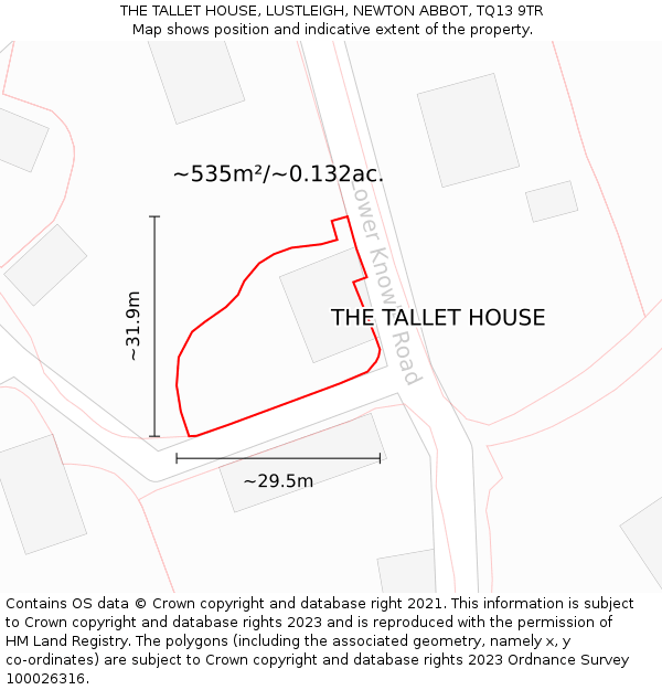 THE TALLET HOUSE, LUSTLEIGH, NEWTON ABBOT, TQ13 9TR: Plot and title map