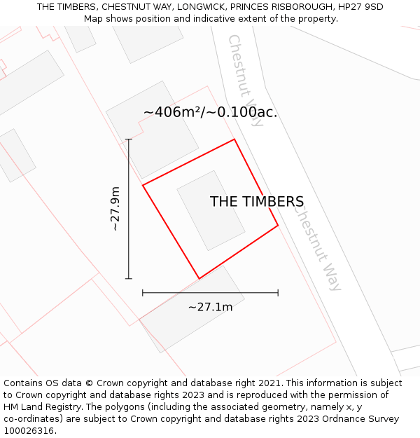 THE TIMBERS, CHESTNUT WAY, LONGWICK, PRINCES RISBOROUGH, HP27 9SD: Plot and title map