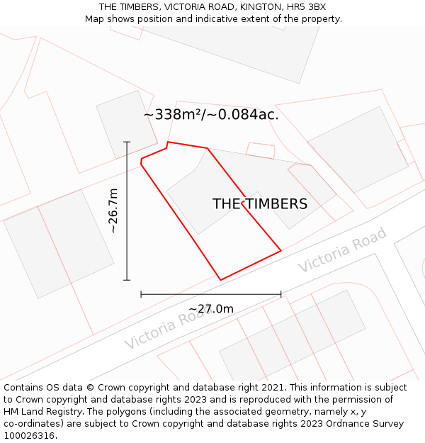 THE TIMBERS, VICTORIA ROAD, KINGTON, HR5 3BX: Plot and title map