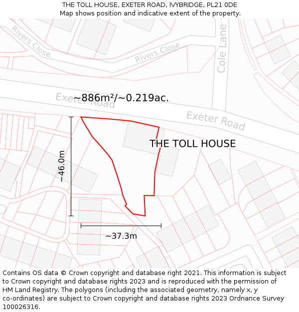 THE TOLL HOUSE, EXETER ROAD, IVYBRIDGE, PL21 0DE: Plot and title map