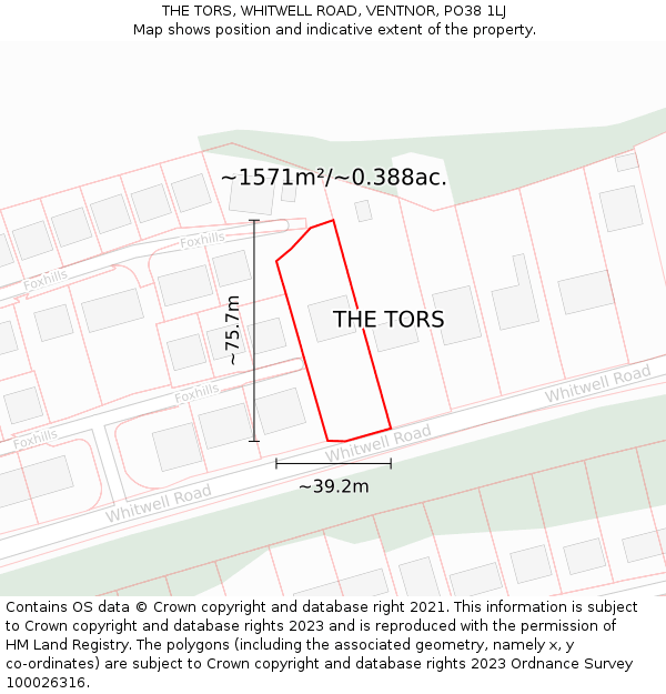 THE TORS, WHITWELL ROAD, VENTNOR, PO38 1LJ: Plot and title map