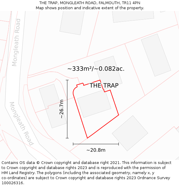 THE TRAP, MONGLEATH ROAD, FALMOUTH, TR11 4PN: Plot and title map