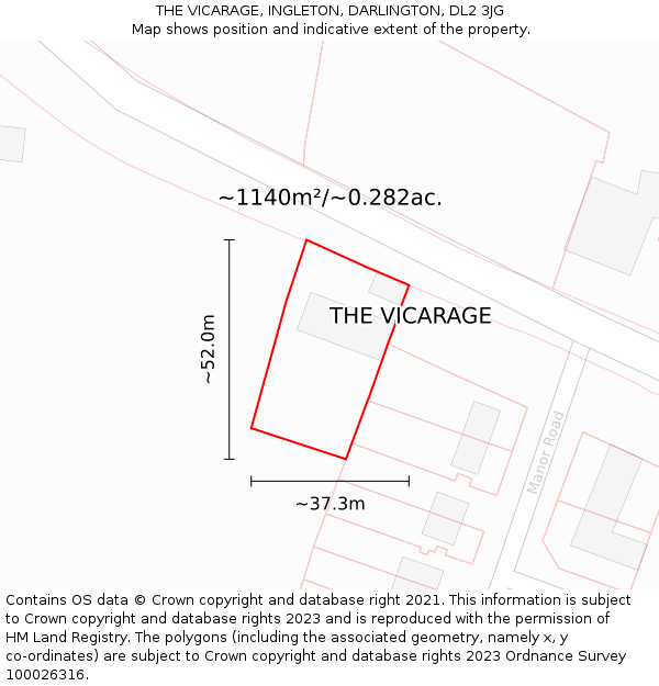 THE VICARAGE, INGLETON, DARLINGTON, DL2 3JG: Plot and title map