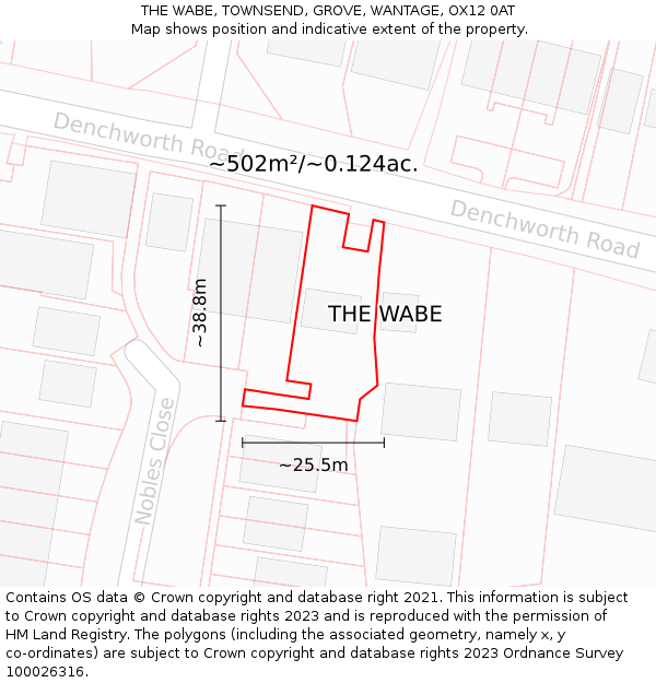 THE WABE, TOWNSEND, GROVE, WANTAGE, OX12 0AT: Plot and title map