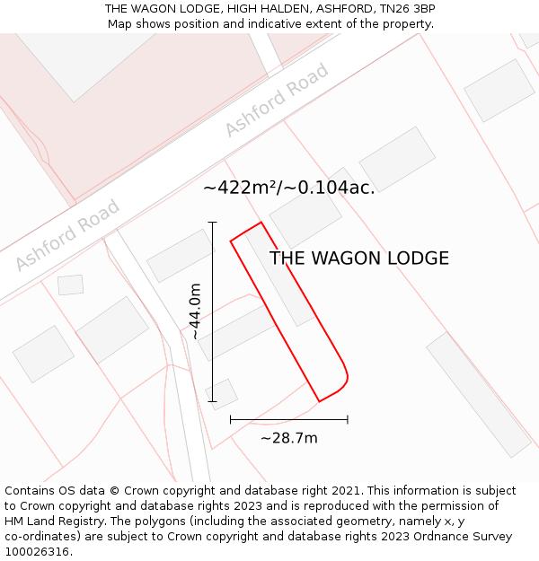 THE WAGON LODGE, HIGH HALDEN, ASHFORD, TN26 3BP: Plot and title map