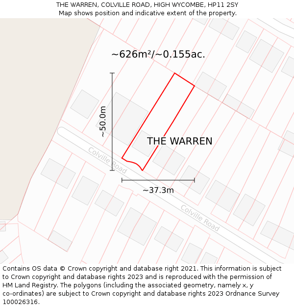 THE WARREN, COLVILLE ROAD, HIGH WYCOMBE, HP11 2SY: Plot and title map