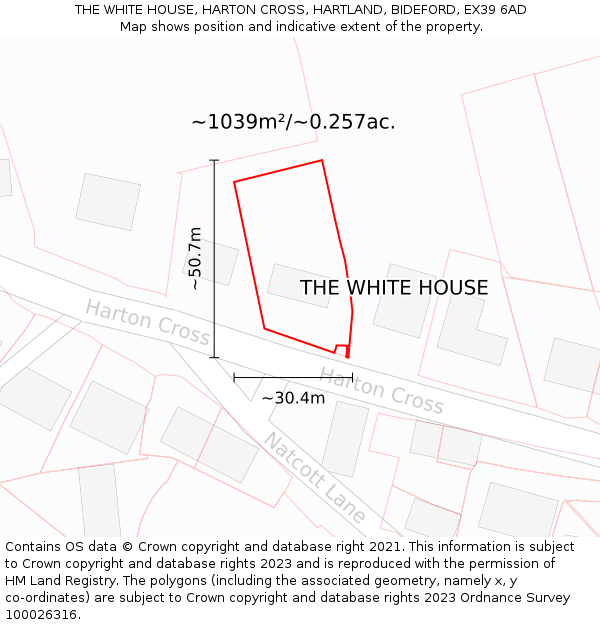 THE WHITE HOUSE, HARTON CROSS, HARTLAND, BIDEFORD, EX39 6AD: Plot and title map