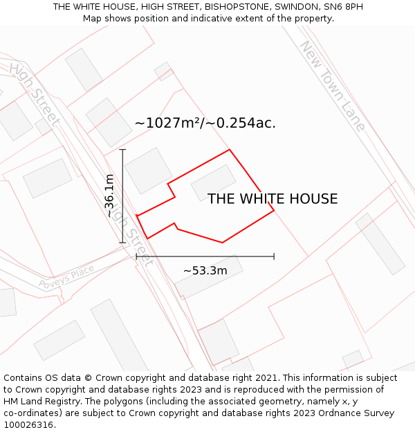 THE WHITE HOUSE, HIGH STREET, BISHOPSTONE, SWINDON, SN6 8PH: Plot and title map