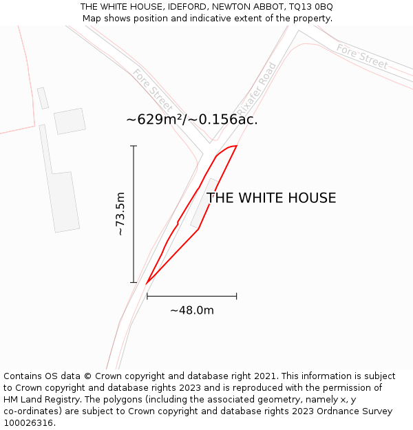 THE WHITE HOUSE, IDEFORD, NEWTON ABBOT, TQ13 0BQ: Plot and title map