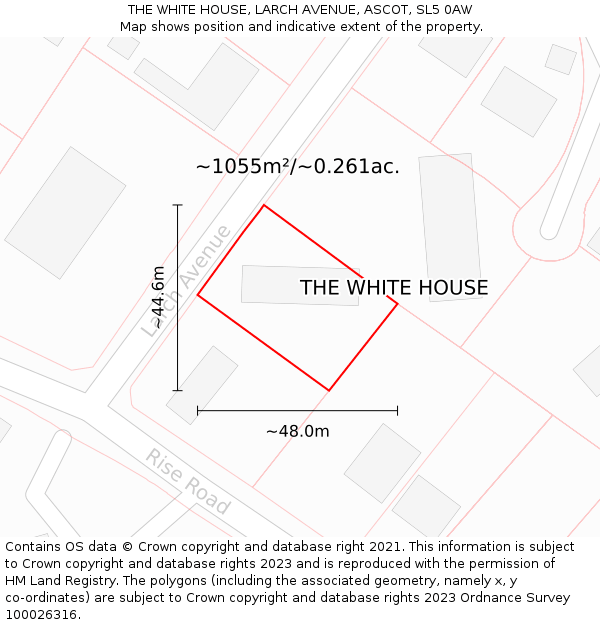 THE WHITE HOUSE, LARCH AVENUE, ASCOT, SL5 0AW: Plot and title map