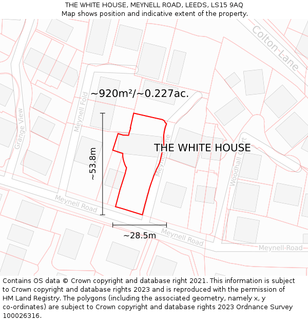 THE WHITE HOUSE, MEYNELL ROAD, LEEDS, LS15 9AQ: Plot and title map