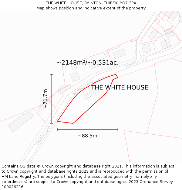 THE WHITE HOUSE, RAINTON, THIRSK, YO7 3PX: Plot and title map