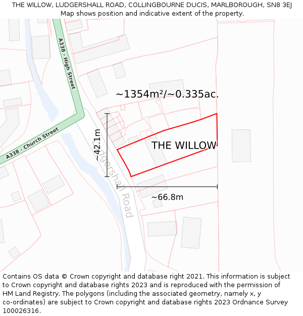 THE WILLOW, LUDGERSHALL ROAD, COLLINGBOURNE DUCIS, MARLBOROUGH, SN8 3EJ: Plot and title map