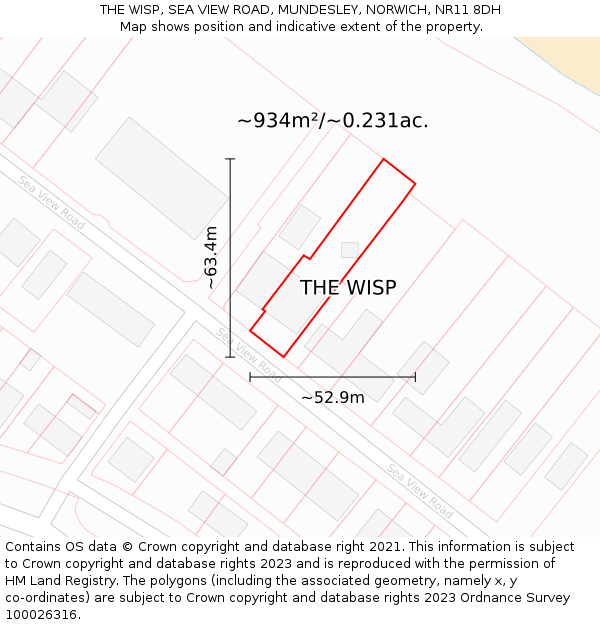 THE WISP, SEA VIEW ROAD, MUNDESLEY, NORWICH, NR11 8DH: Plot and title map