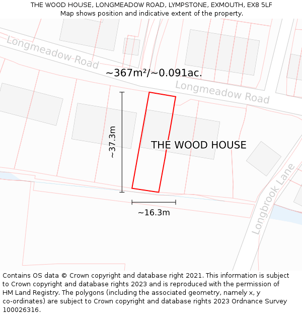 THE WOOD HOUSE, LONGMEADOW ROAD, LYMPSTONE, EXMOUTH, EX8 5LF: Plot and title map