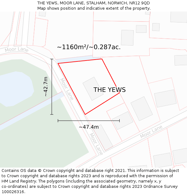 THE YEWS, MOOR LANE, STALHAM, NORWICH, NR12 9QD: Plot and title map